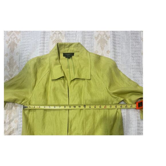 TALBOTS Pure Irish Linen Light Bright Green Open Blazer 3/4 Sleeves Size L - Picture 7 of 8